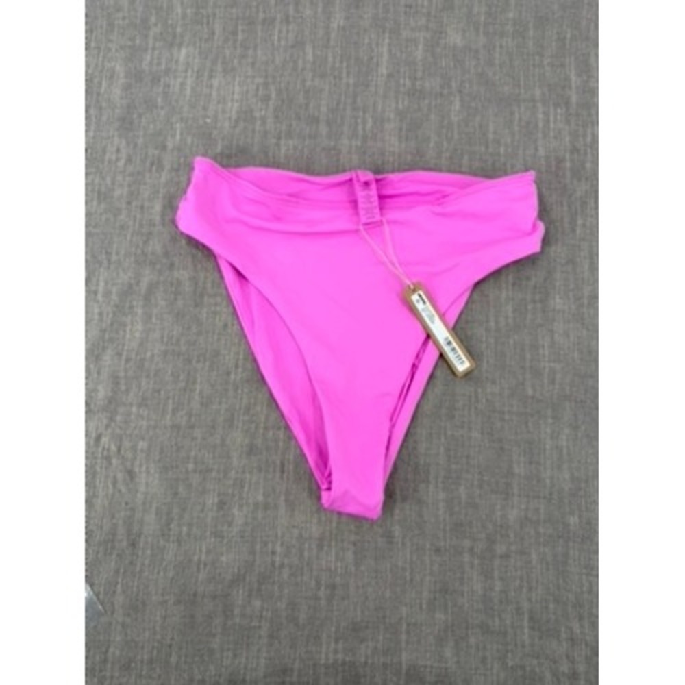 SKIMS Recycled Swim Mid Waist Bikini Bottom Pink Neon Orchid Pink Sz S Small NWT